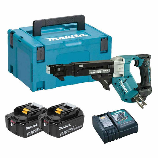 Makita DFR551RTJ 18V LXT Brushless Auto Feed Screwdriver With 2 x 5.0Ah Batteries Charger & Case - MonkeyTools