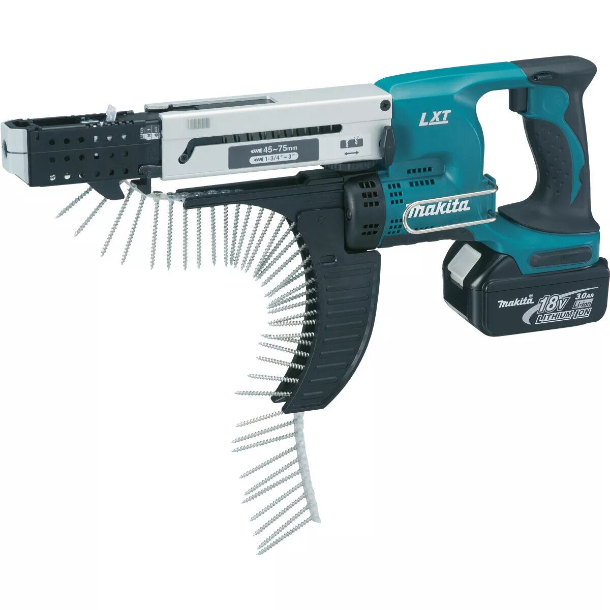 Makita DFR750RTE 18V 45 – 75 mm Auto-Feed Screwdriver With 2 x 5.0Ah Batteries Charger & Case - MonkeyTools