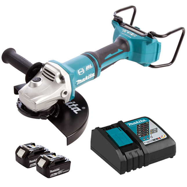Makita DGA900Z 36V Brushless 230mm Angle Grinder With 2 x 5.0Ah Batteries & Charger - MonkeyTools