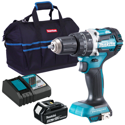 Makita DHP484Z 18V Brushless Combi Drill with 1 x 4.0Ah Battery, Charger & Bag - MonkeyTools