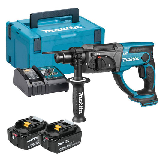 Makita DHR202RTJ 18V LXT Cordless 20mm SDS+ Rotary Hammer Drill With 2 x 5.Ah Battery Charger & Case - MonkeyTools
