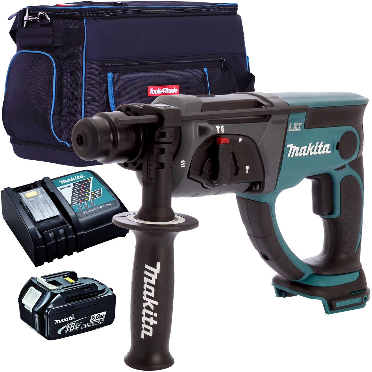 Makita DHR202Z 18V SDS+ Rotary Hammer Drill with 1 x 5.0Ah Battery Charger & Bag - MonkeyTools