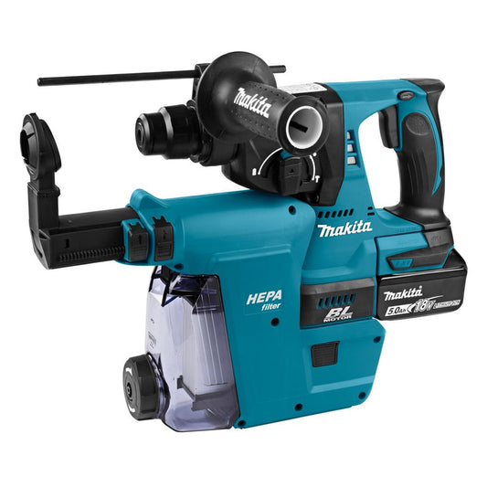Makita DHR242RTJW 18V SDS Plus Rotary Hammer with 2 x 5.0Ah Batteries & Charger - MonkeyTools