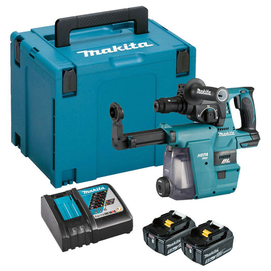 Makita DHR243RTJW 18V LXT Brushless SDS+ Hammer Drill With 2 x 5.0Ah Battery & Charger - MonkeyTools
