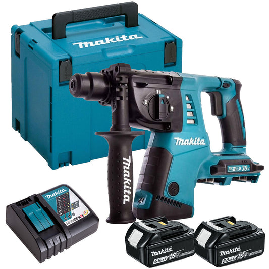 Makita DHR263ZJ 36V SDS-PLUS Rotary Hammer Drill with 2 x 5.0Ah Battery & Charger - MonkeyTools