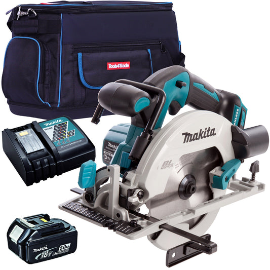 Makita DHS680Z 18V Brushless 165mm Circular Saw with 1 x 5.0Ah Battery Charger & Tool Bag - MonkeyTools