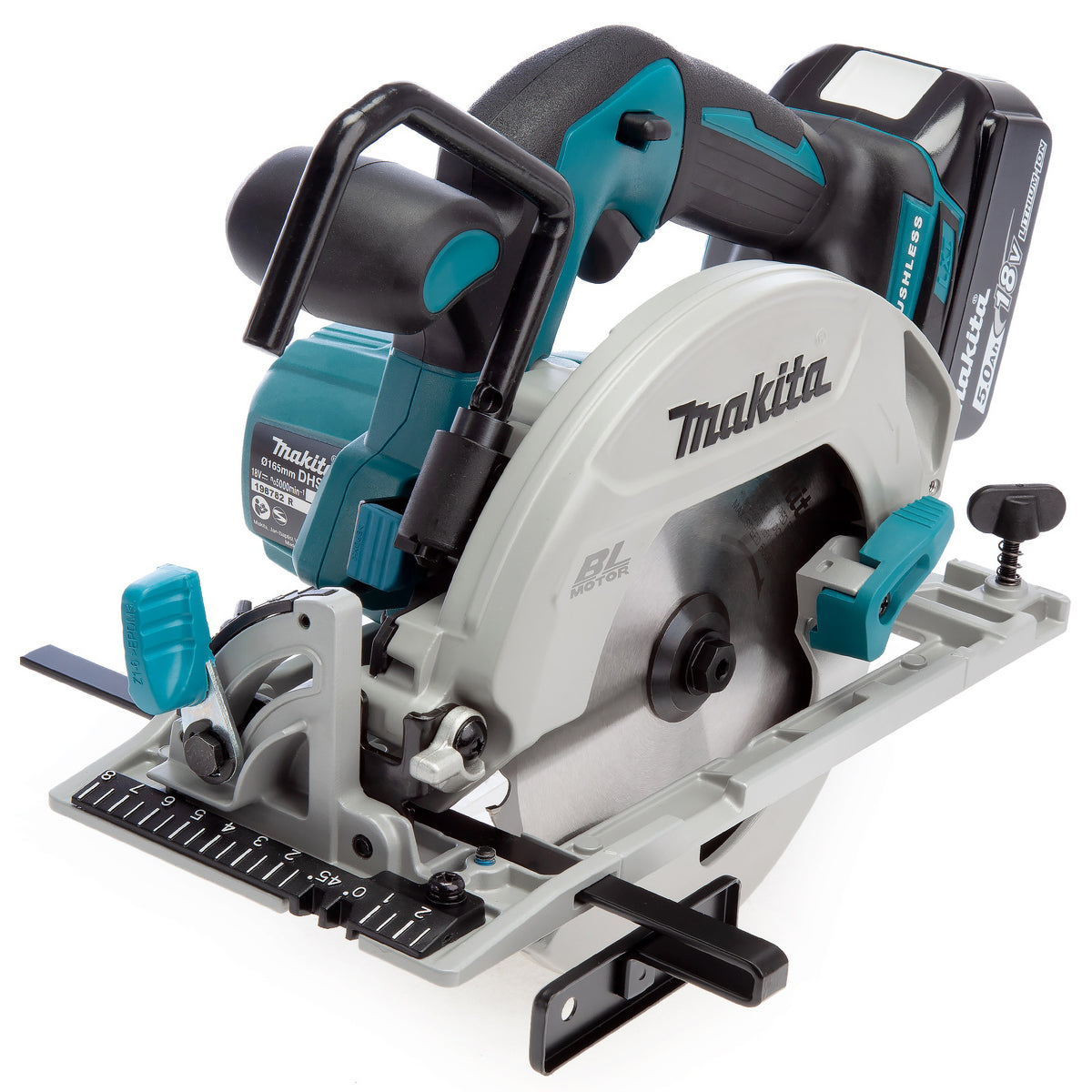 Makita DHS680Z 18V Brushless Circular Saw + 1 x 5.0Ah, Charger, Rail, Adapter & Case - MonkeyTools