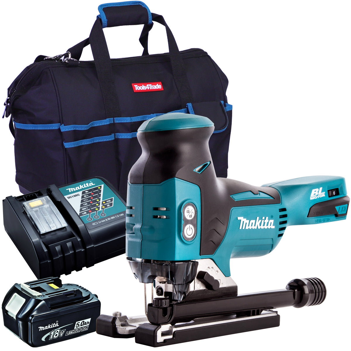 Makita DJV181Z 18V Brushless Barrel Handle Jigsaw with 1 x 5.0Ah Battery Charger & Bag - MonkeyTools
