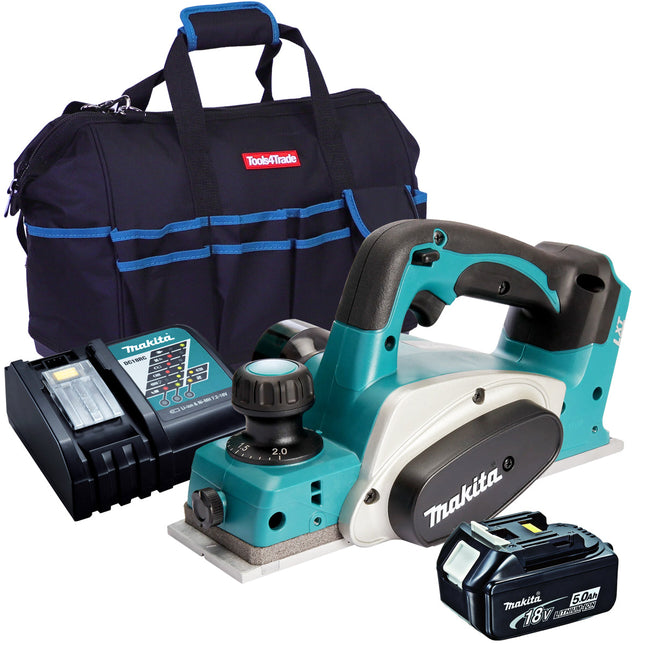 Makita DKP180Z 18V 82mm Planer with 1 x 5.0Ah Battery Charger & Bag - MonkeyTools