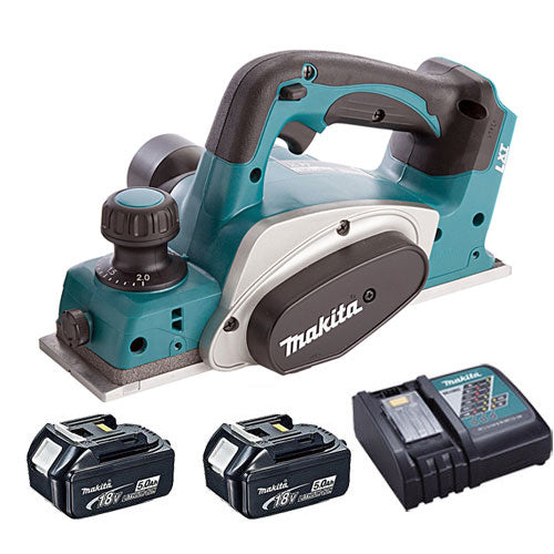 Makita DKP180Z LXT 18V Li-Ion Planer 82mm Body with 2 x 5.0Ah Battery & Charger - MonkeyTools