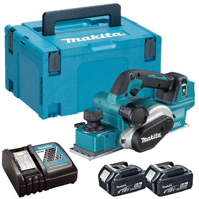 Makita DKP181RTJ 18V LXT Brushless Planer with 2 x 5.0Ah Batteries Charger & Case - MonkeyTools