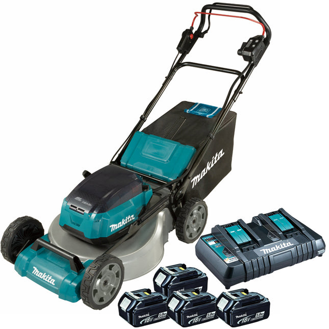 Makita DLM462PT4 36V LXT Brushless 460mm Lawn Mower With 4 x 5.0Ah Batteries & Charger - MonkeyTools