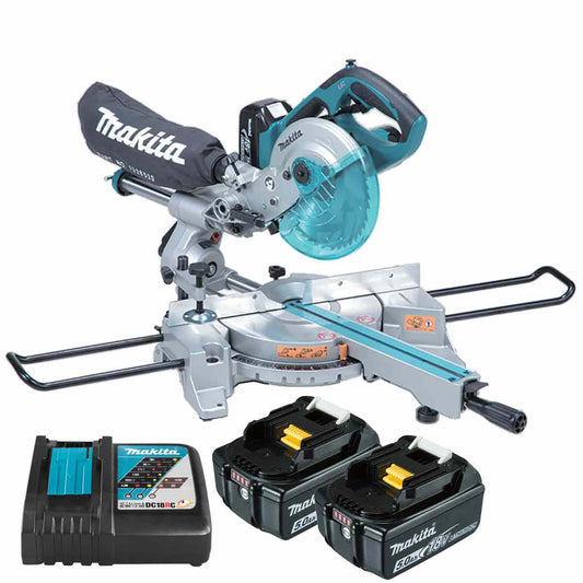 Makita DLS713NRTE 18V LXT 190mm Slide Compound Mitre Saw With 2 x 5.0Ah Batteries & Charger - MonkeyTools