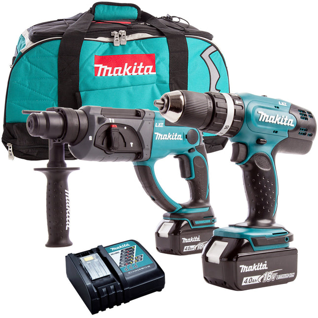 Makita DLX2025T 18V LXT Combi Drill & SDS+ Drill Twin Kit With 2 x 5.0Ah Batteries Charger In Bag - MonkeyTools