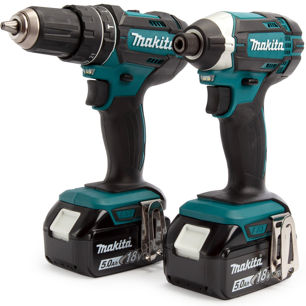 Makita DLX2131TJ 18V LXT Twin Kit 2 x 5.0Ah Batteries with 100 Piece Drill Set - MonkeyTools