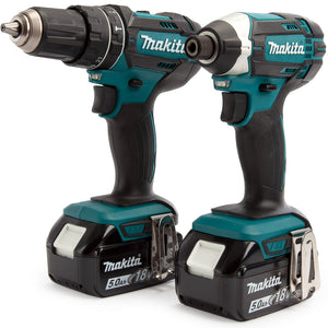 Makita DLX2131TJ 18V LXT Twin Kit 2 x 5.0Ah Batteries with 100 Piece Drill Set - MonkeyTools