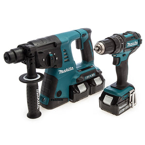 Makita DLX2137PTJ 18V Combi Drill + Rotary Hammer Drill With 4 x 5.0Ah Batteries, Charger & Case - MonkeyTools
