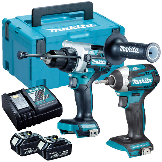 Makita DLX2412TJ 18V LXT Combi & Impact Driver Combo Kit With 2 x 5.0Ah Batteries, Charger In Case - MonkeyTools