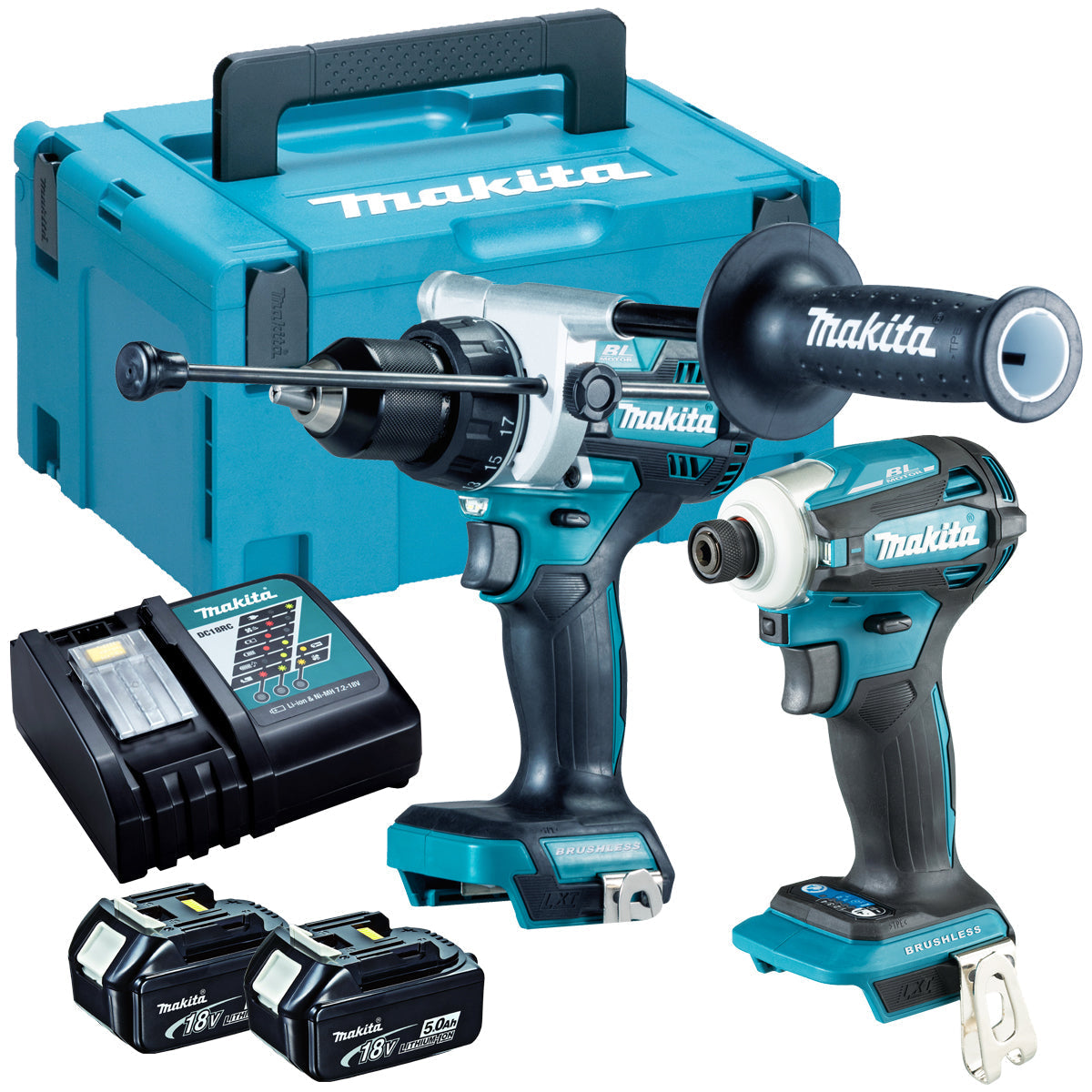 Makita DLX2455TJ 18V LXT Brushless Combo Kit With 2 x 5.0Ah Batteries Charger In Case - MonkeyTools