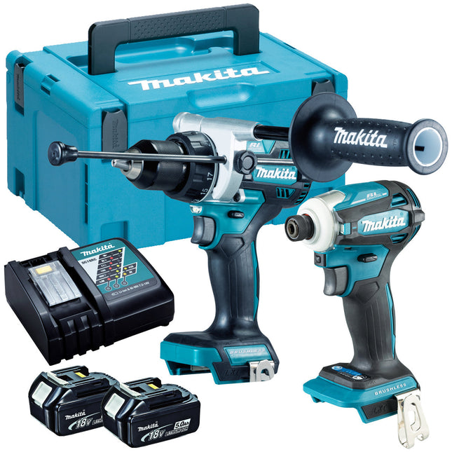 Makita DLX2455TJ 18V LXT Brushless Combo Kit With 2 x 5.0Ah Batteries Charger In Case - MonkeyTools