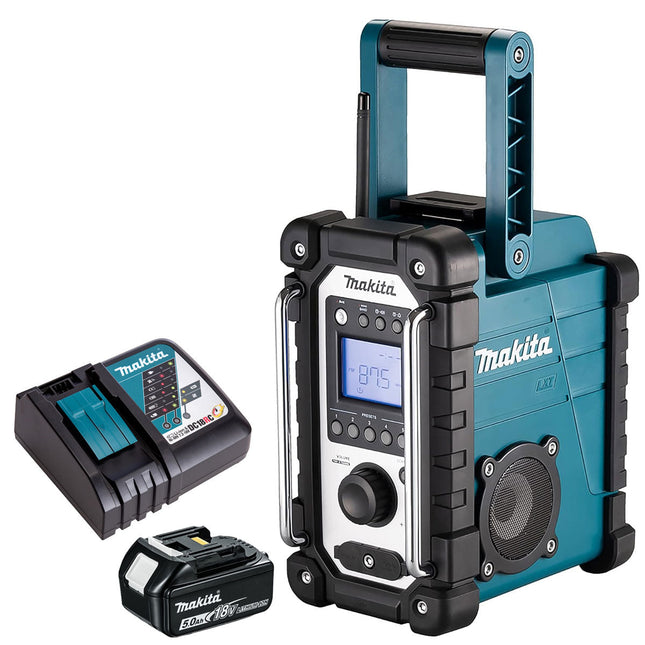 Makita DMR116 14.4/18V AM/FM Jobsite Radio With 1 x 5.0Ah Battery & Charger - MonkeyTools