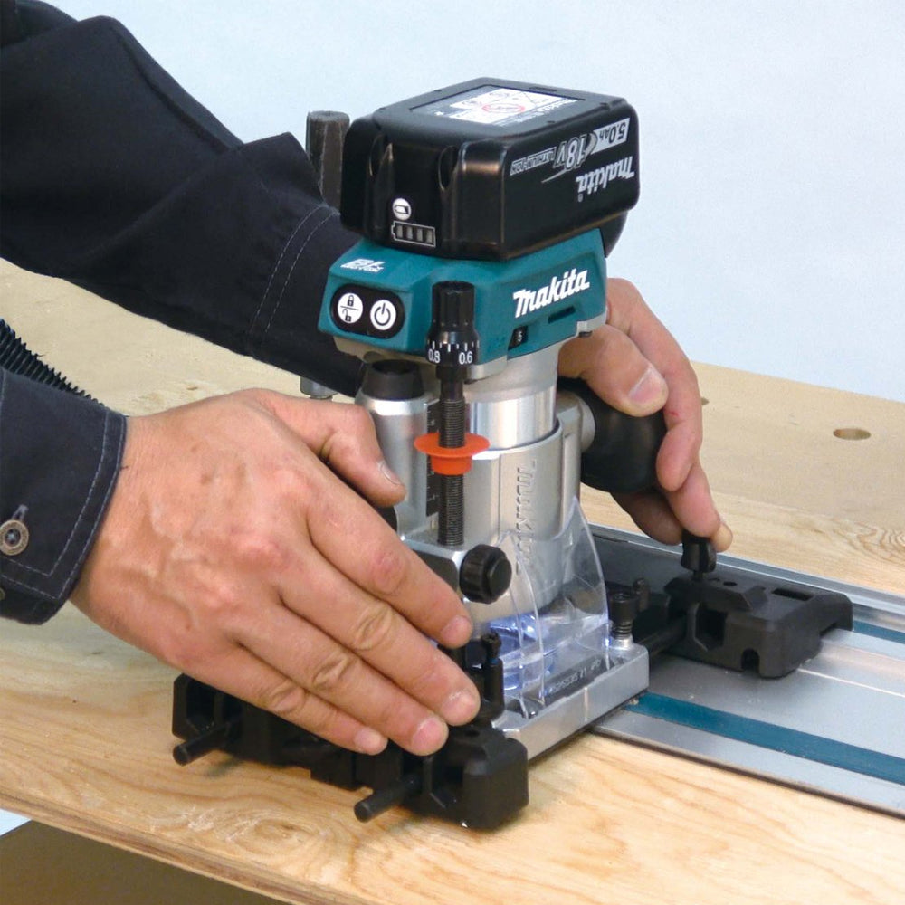 Makita DRT50Z 18V Brushless Router Trimmer With Plunge Router Base & Dust Nozzle Set - MonkeyTools