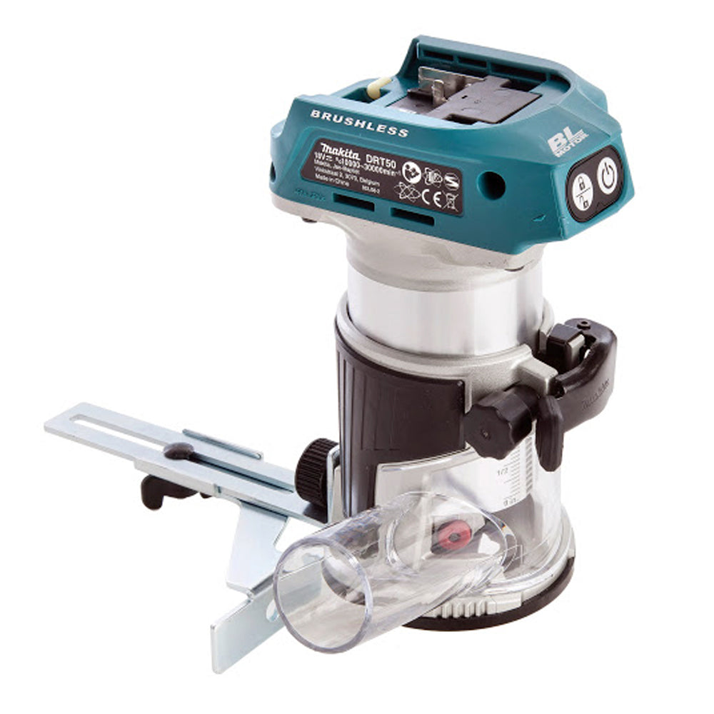 Makita DRT50Z 18V Brushless Router Trimmer With Plunge Router Base & Dust Nozzle Set - MonkeyTools