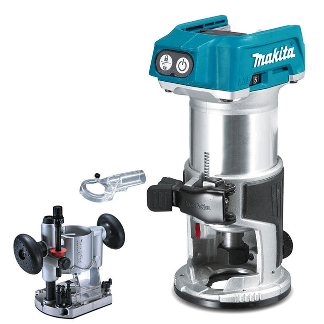 Makita DRT50Z 18V Brushless Router Trimmer With Plunge Router Base & Dust Nozzle Set - MonkeyTools