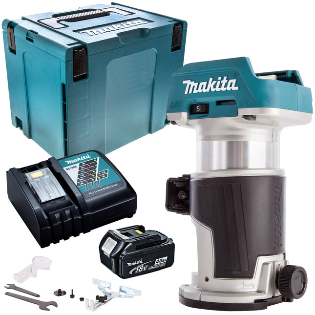Makita DRT50ZJ 18V Brushless Router Trimmer with 1 x 4.0Ah Battery & Charger - MonkeyTools