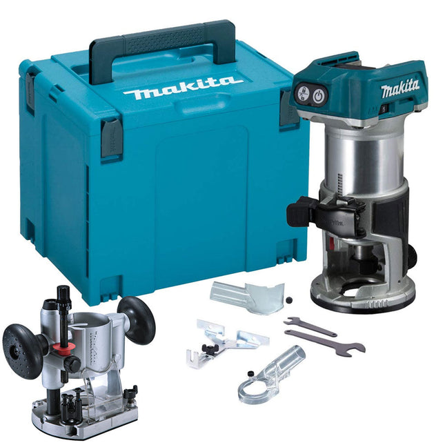 Makita DRT50ZJ 18V Brushless Router Trimmer With Plunge Router Base & Dust Nozzle Set - MonkeyTools