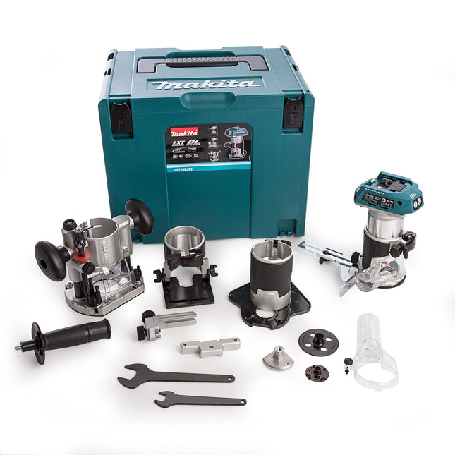 Makita DRT50ZJX3 18V LXT Brushless Router Trimmer Body With Extra Bases In Case - MonkeyTools