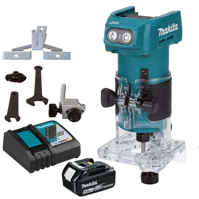Makita DRT52Z 18V LXT Brushless Router Trimmer with 1 x 5.0Ah Battery & Charger - MonkeyTools