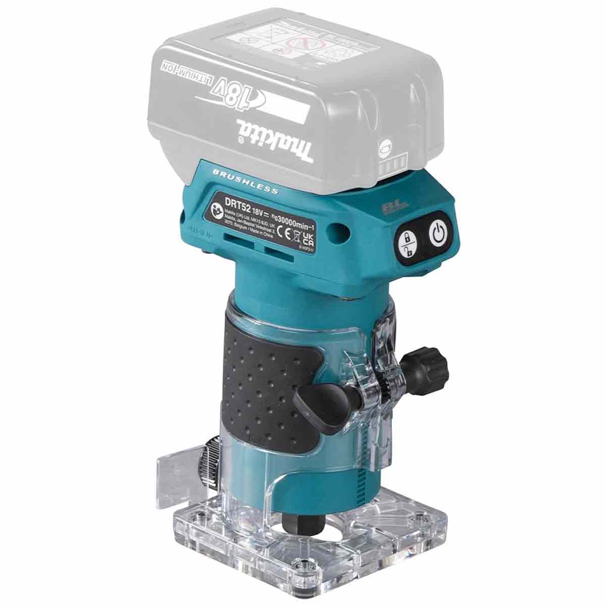 Makita DRT52Z 18V LXT Brushless Router Trimmer with 1 x 5.0Ah Battery Charger & Bag - MonkeyTools