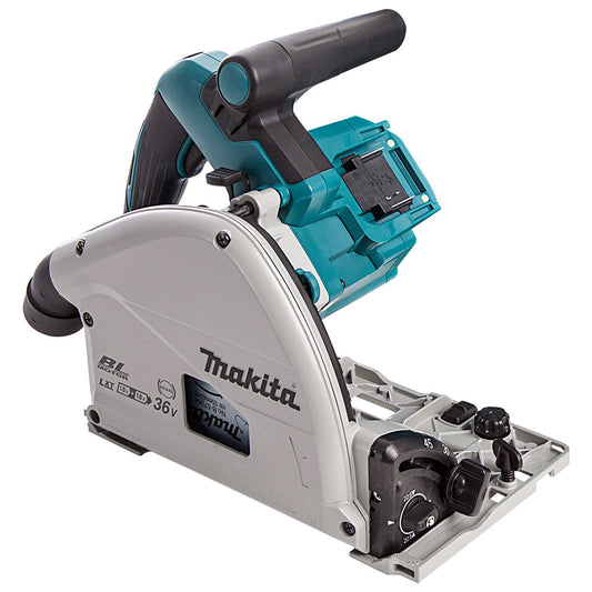 Makita DSP600ZJ 36V Brushless 165mm Plunge Saw with 2 x 5.0Ah Battery & Charger + Accessories - MonkeyTools