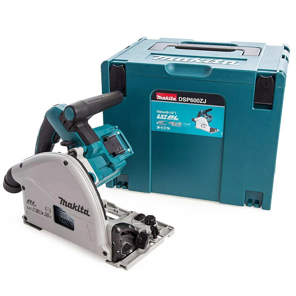 Makita DSP600ZJ 36V Brushless 165mm Plunge Saw with 2x1.5m Guide Rail Case+Bag+Blade - MonkeyTools