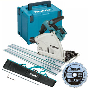 Makita DSP600ZJ 36V Brushless 165mm Plunge Saw with 2x1.5m Guide Rail Case+Bag+Blade - MonkeyTools