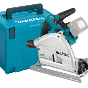 Makita DSP600ZJ 36V Brushless 165mm Plunge Saw with 2x1.5m Guide Rail+Clamp+Bag+Blade - MonkeyTools