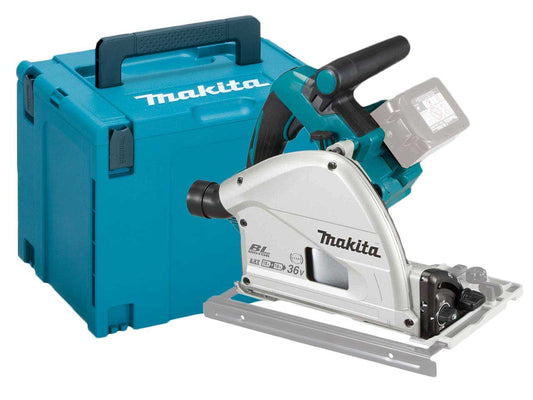Makita DSP600ZJ 36V Brushless 165mm Plunge Saw with 2x1.5m Guide Rail+Clamp+Bag+Blade - MonkeyTools