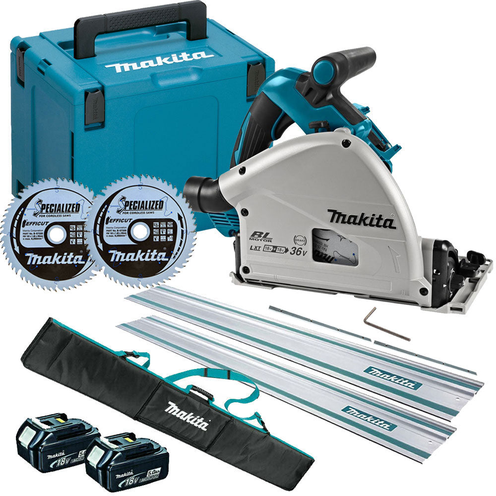 Makita DSP601ZJU 36V 165mm Brushless AWS Plunge Saw 2 x 5.0Ah & Accessories - MonkeyTools