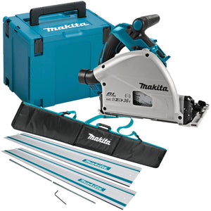 Makita DSP601ZJU 36V Brushless AWS Plunge Saw with 2 x 1.5m Guide Rail & Case + Rail Bag - MonkeyTools