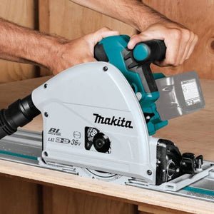 Makita DSP601ZJU 36V Brushless AWS Plunge Saw with 2 x 5.0Ah Battery & Charger + Accessories - MonkeyTools