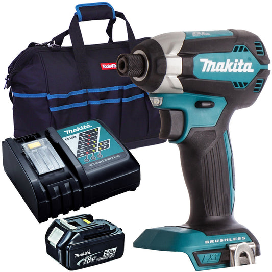 Makita DTD153Z 18V Brushless Impact Driver with 1 x 5.0Ah Battery Charger & Bag - MonkeyTools
