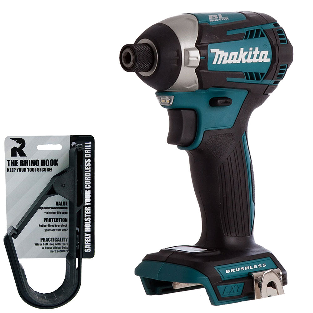 Makita DTD154Z 18V Li-ion Brushless Impact Driver Body with Rhino Hook Tool Belt - MonkeyTools
