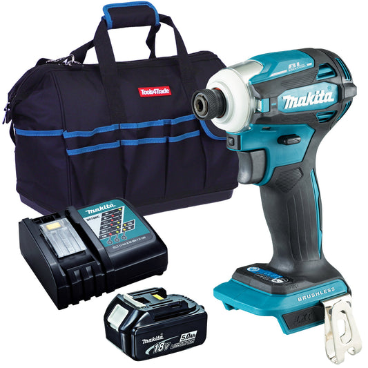 Makita DTD172Z 18V Brushless Impact Driver with 1 x 5.0Ah Battery Charger & Bag - MonkeyTools