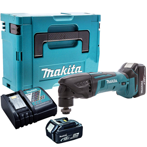 Makita DTM50Z 18V Oscillating Multi Tool Cutter with 2 x 5.0Ah Batteries & Charger in Case - MonkeyTools