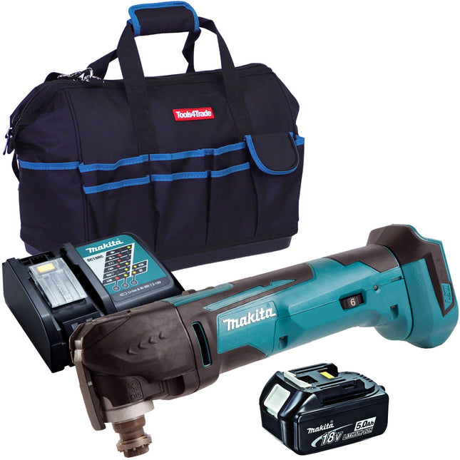 Makita DTM51Z 18V Oscillating Multi Tool Cutter with 1 x 5.0Ah Battery Charger & Bag - MonkeyTools
