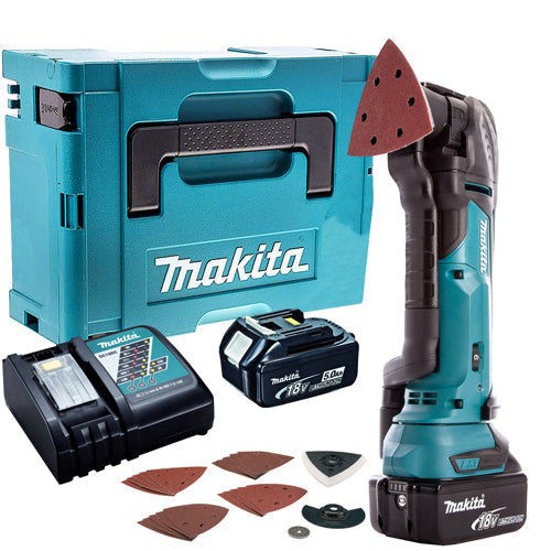 Makita DTM51ZJX7 18V Oscillating Multi Tool Cutter With 2 x 5.0Ah Batteries & Charger In Case - MonkeyTools