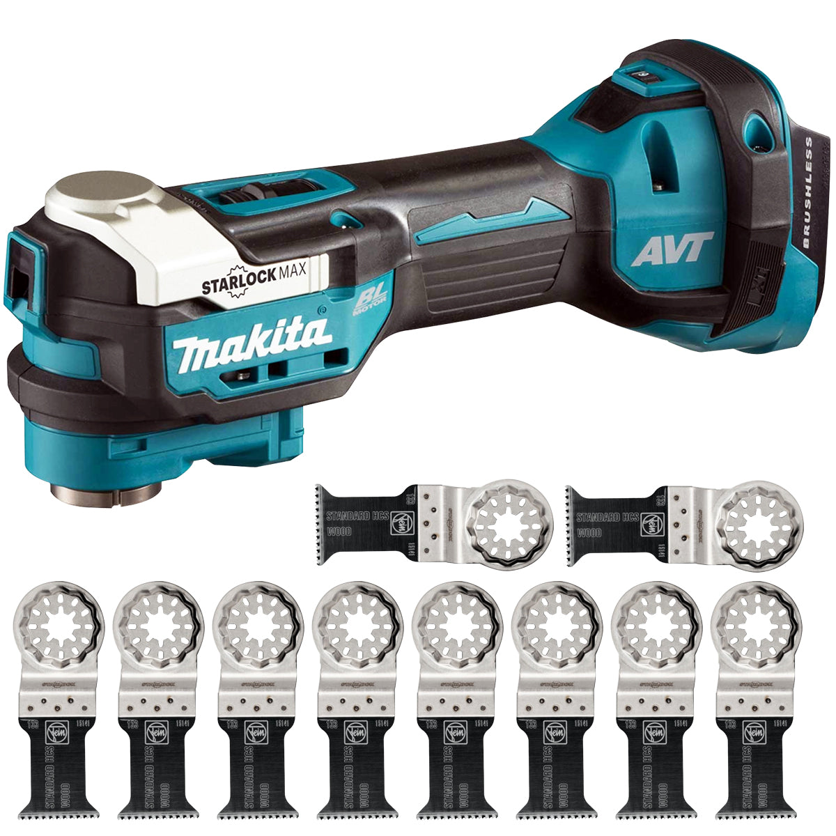 Makita DTM52Z 18V Brushless Multi Tool With E-Cut Standard Saw Blade Pack of 10 - MonkeyTools