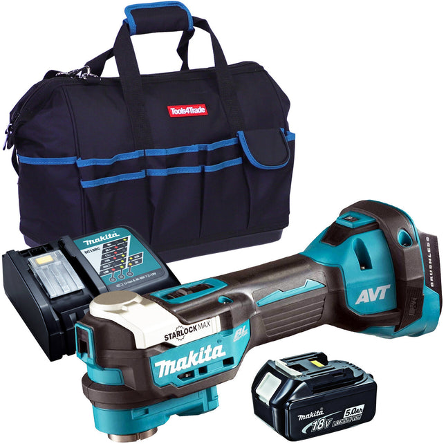 Makita DTM52Z 18V Brushless Oscillating Multi Tool With 1 x 5.0Ah Battery Charger & Bag - MonkeyTools