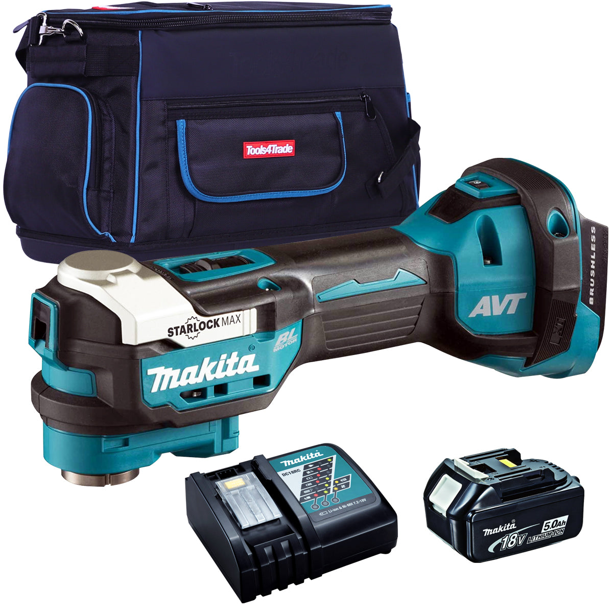 Makita DTM52Z 18V Brushless Oscillating Multi Tool with 1 x 5.0Ah Battery Charger & Tool Bag - MonkeyTools